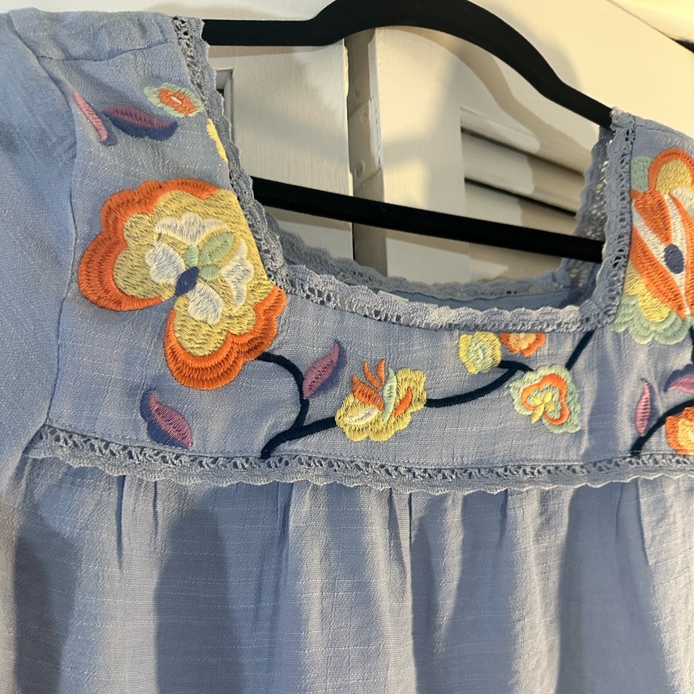 Blu Pepper Light Blue Embroidered Blouse - Picture 2 of 4